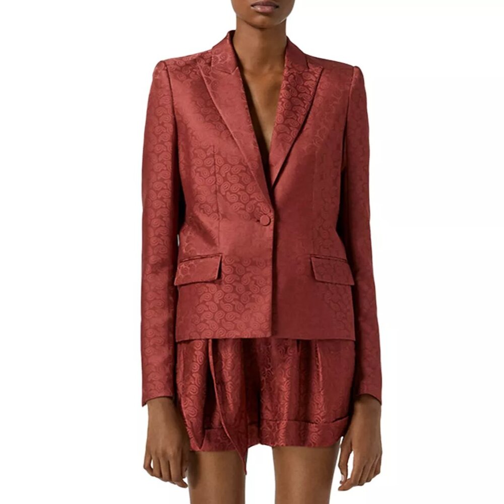 The‎ Kooples Pink Jacquard Satin Suit Jacket, Size 34, New